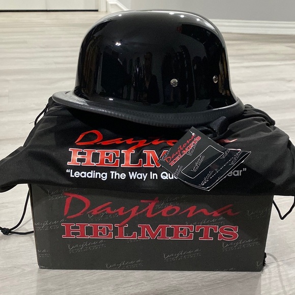 Daytona Novelty Gloss Black German Low Profile Half Helmet - M - Picture 4 of 5